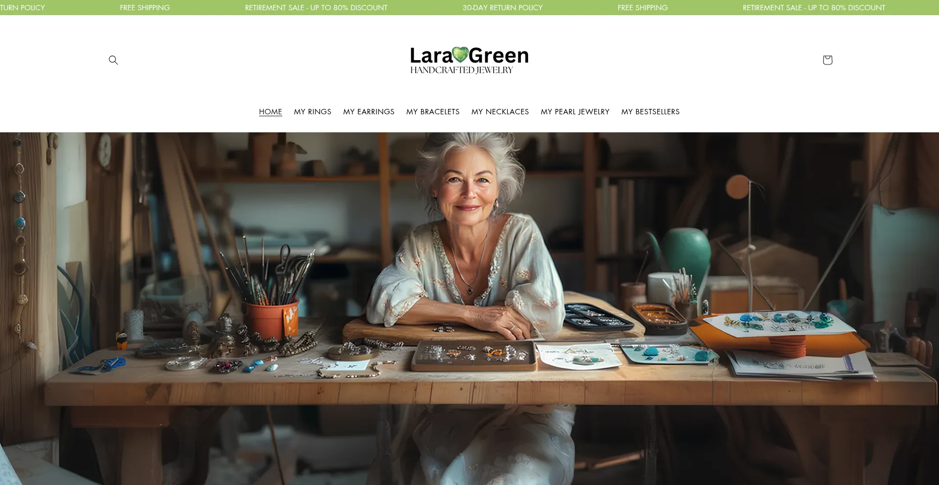 Website screenshot of Laragreenjewelry.com