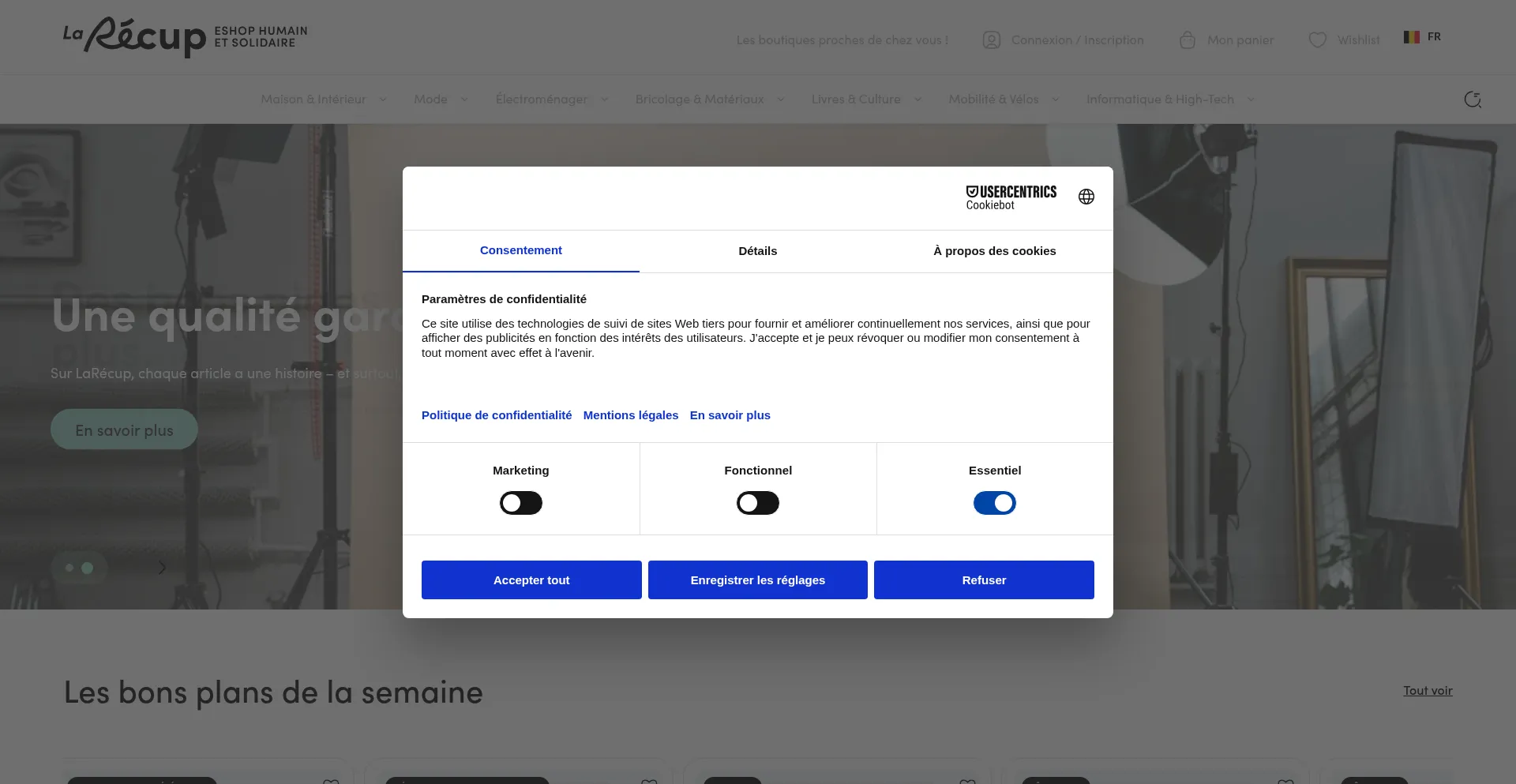 Website screenshot of Larecup.be
