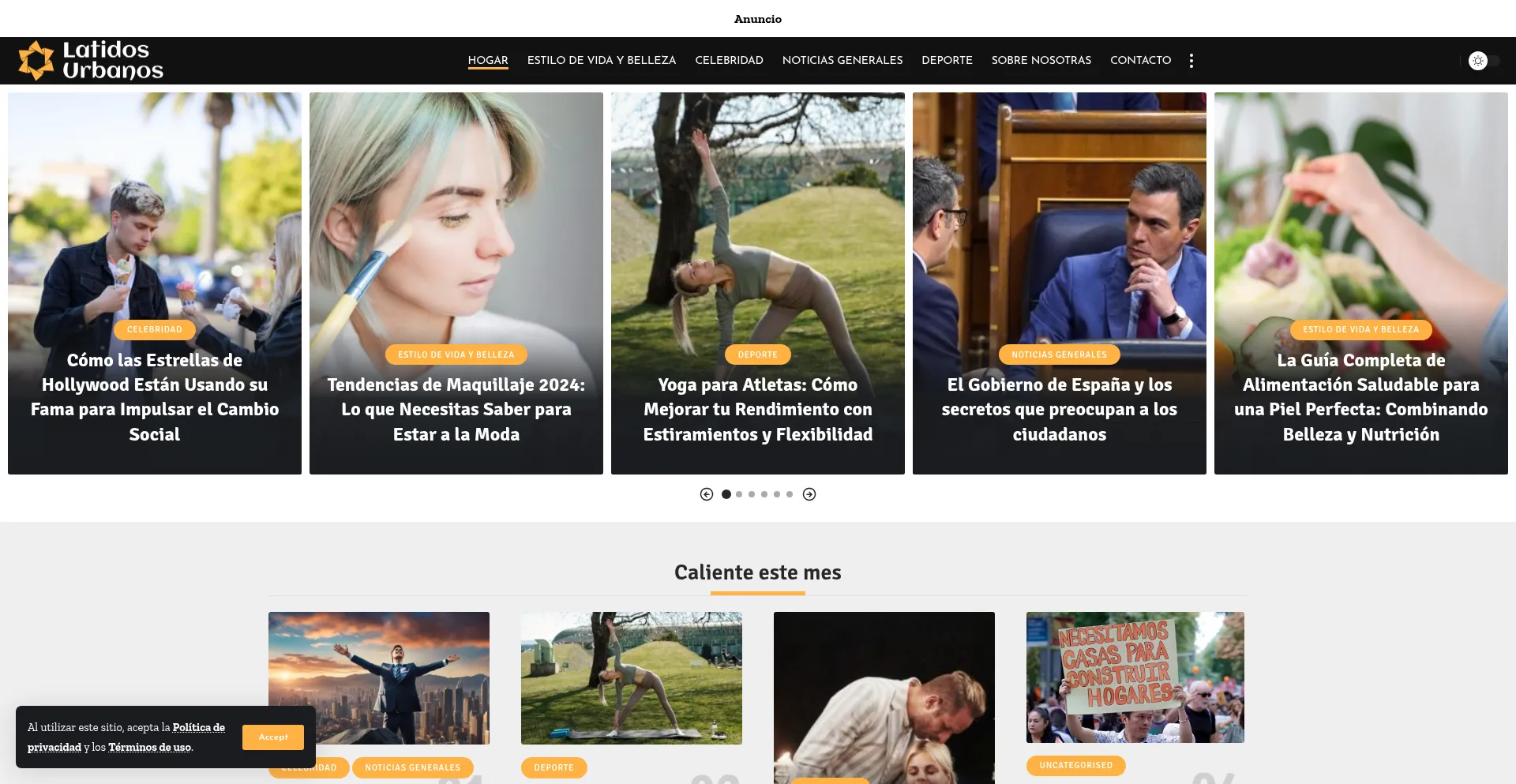 Website screenshot of Latidosurbanos.blog