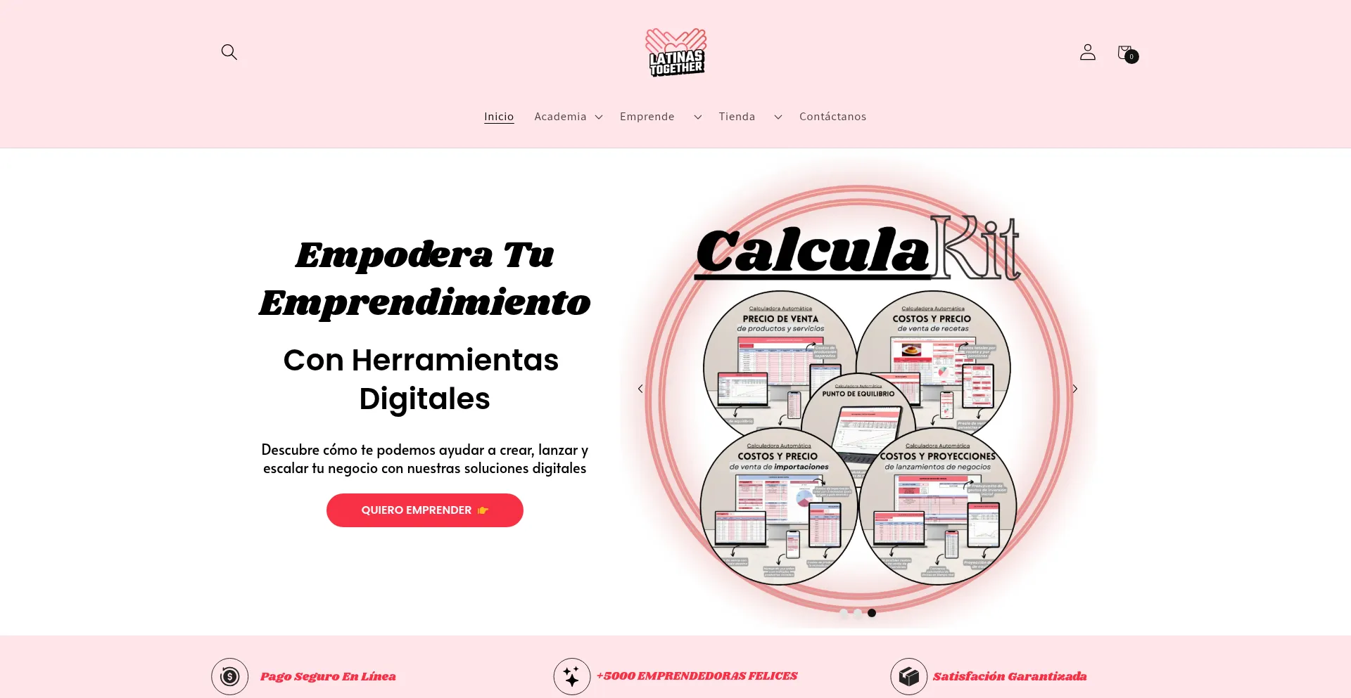 Website screenshot of Latinastogether.com