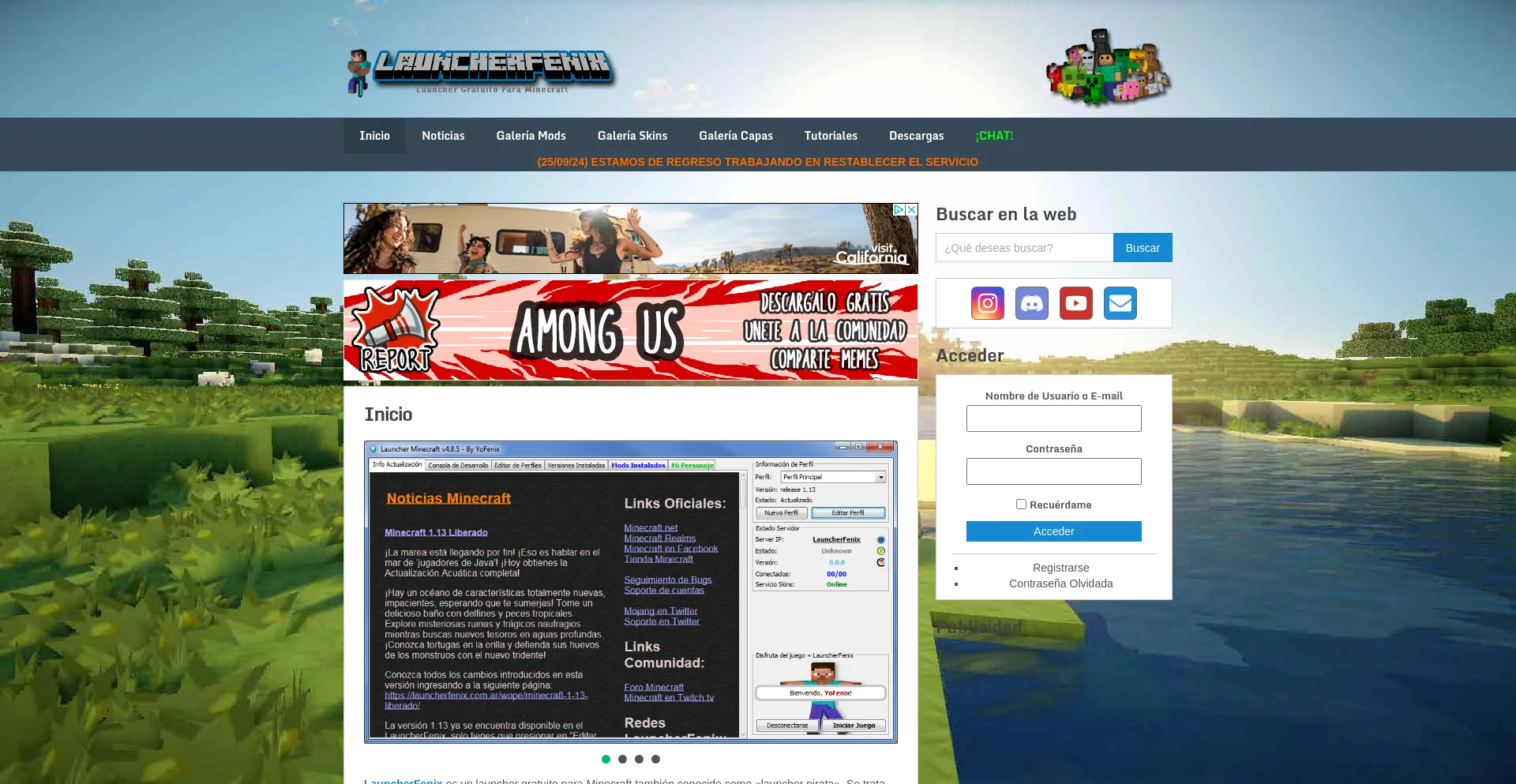 Website screenshot of Launcherfenix.com.ar