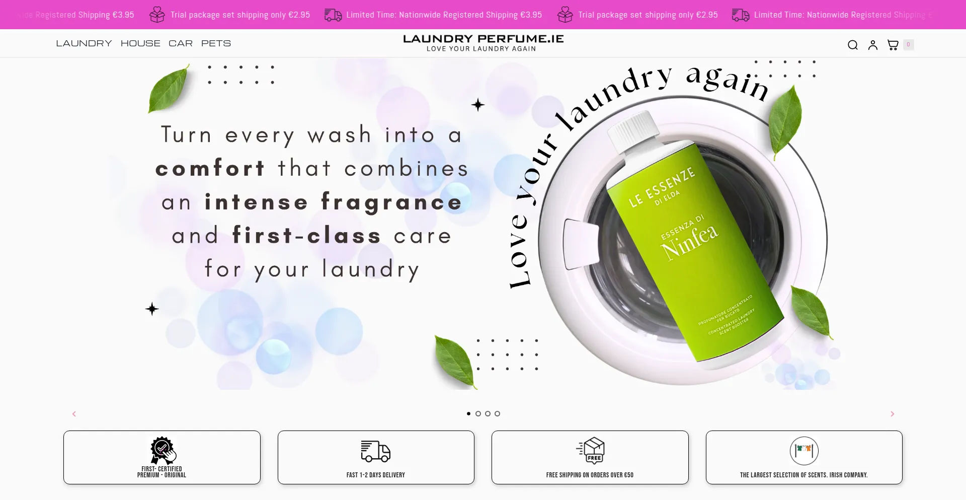 Website screenshot of Laundryperfume.ie