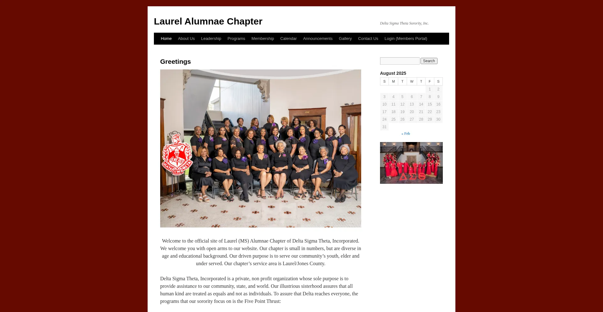 Website screenshot of Laurelalumnaedst.org