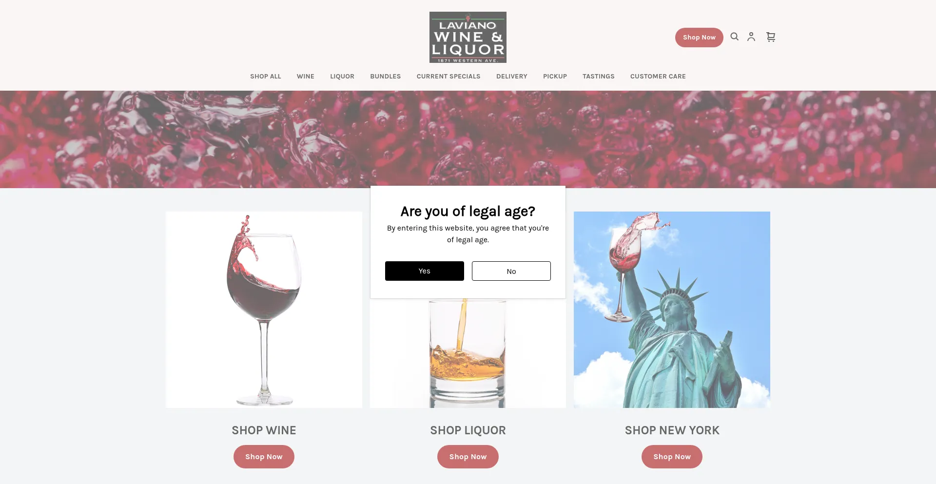 Website screenshot of Lavianowine.com