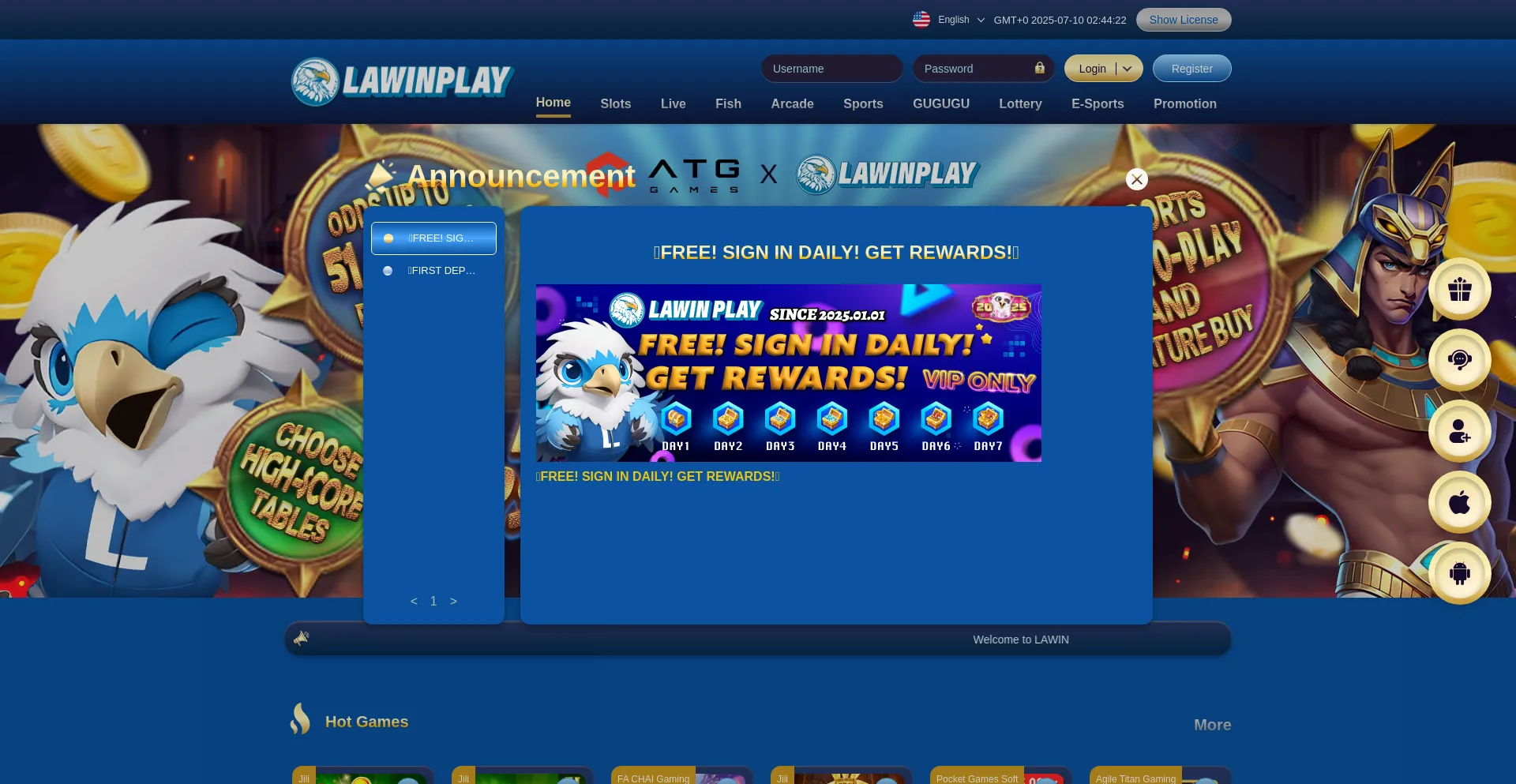 Website screenshot of Lawinplay999.com