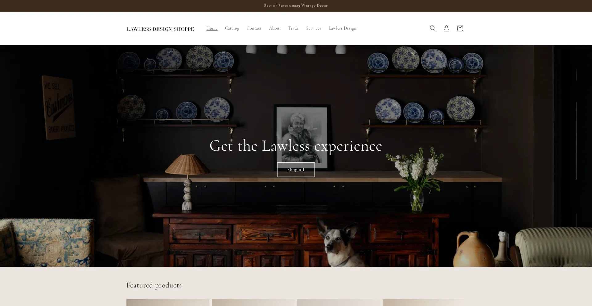 Website screenshot of Lawlessdesignshoppe.com