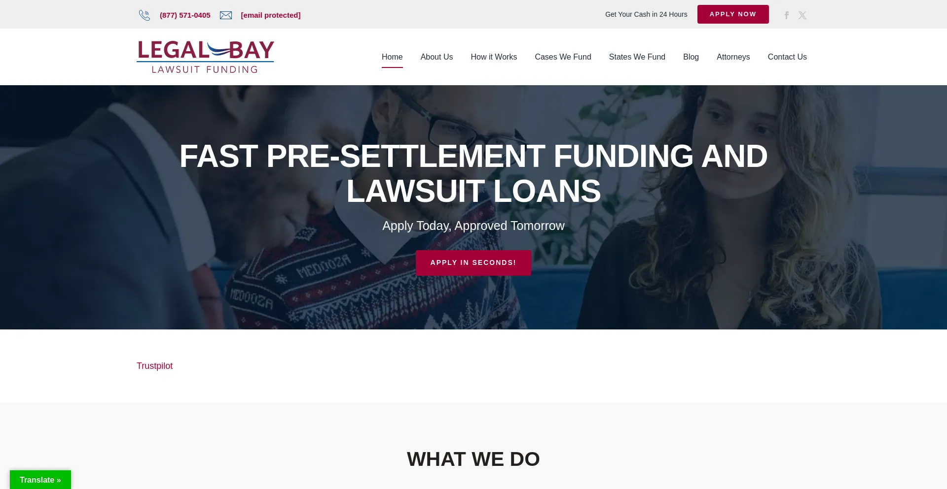 Website screenshot of Lawsuitssettlementfunding.com
