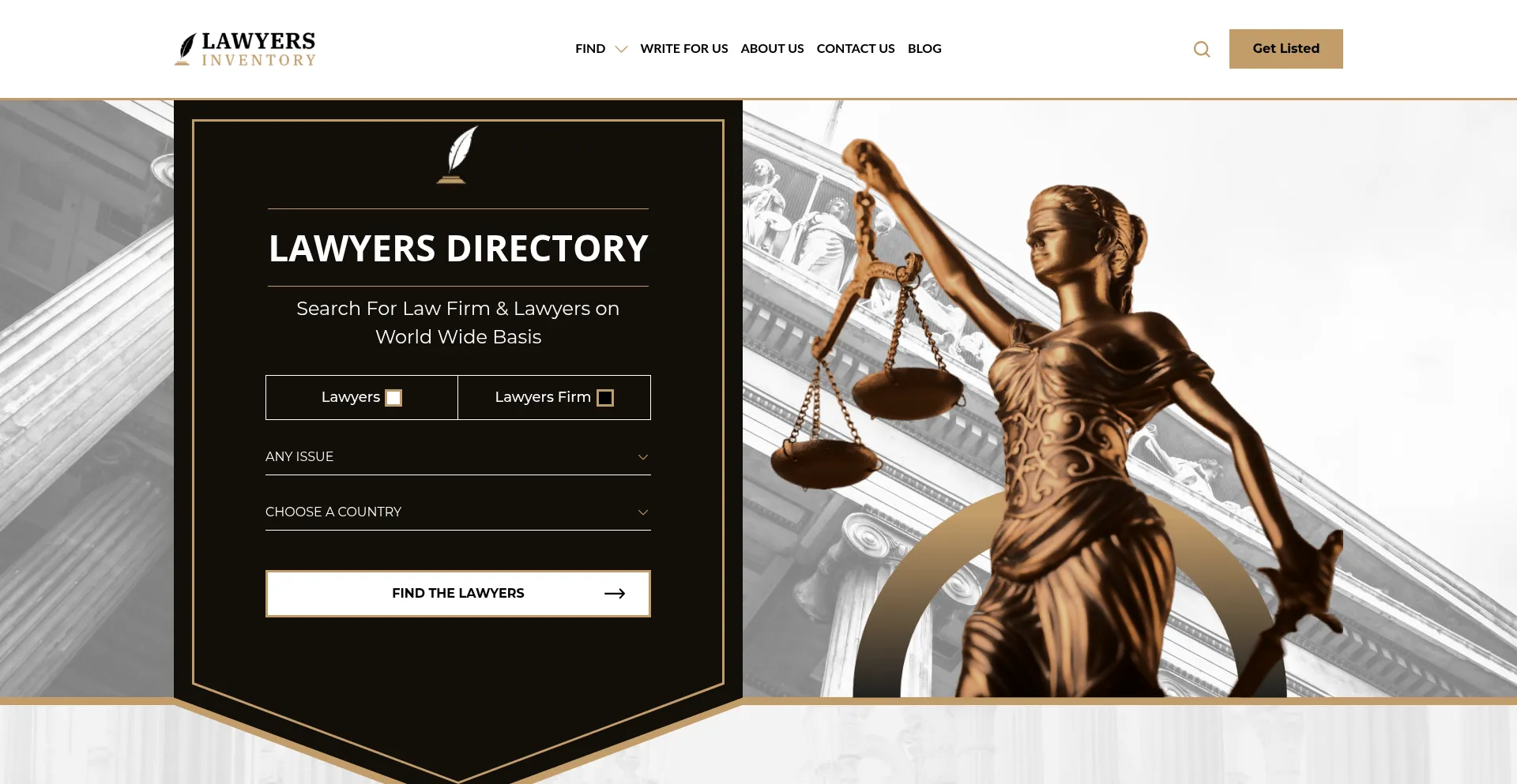 Website screenshot of Lawyersinventory.com