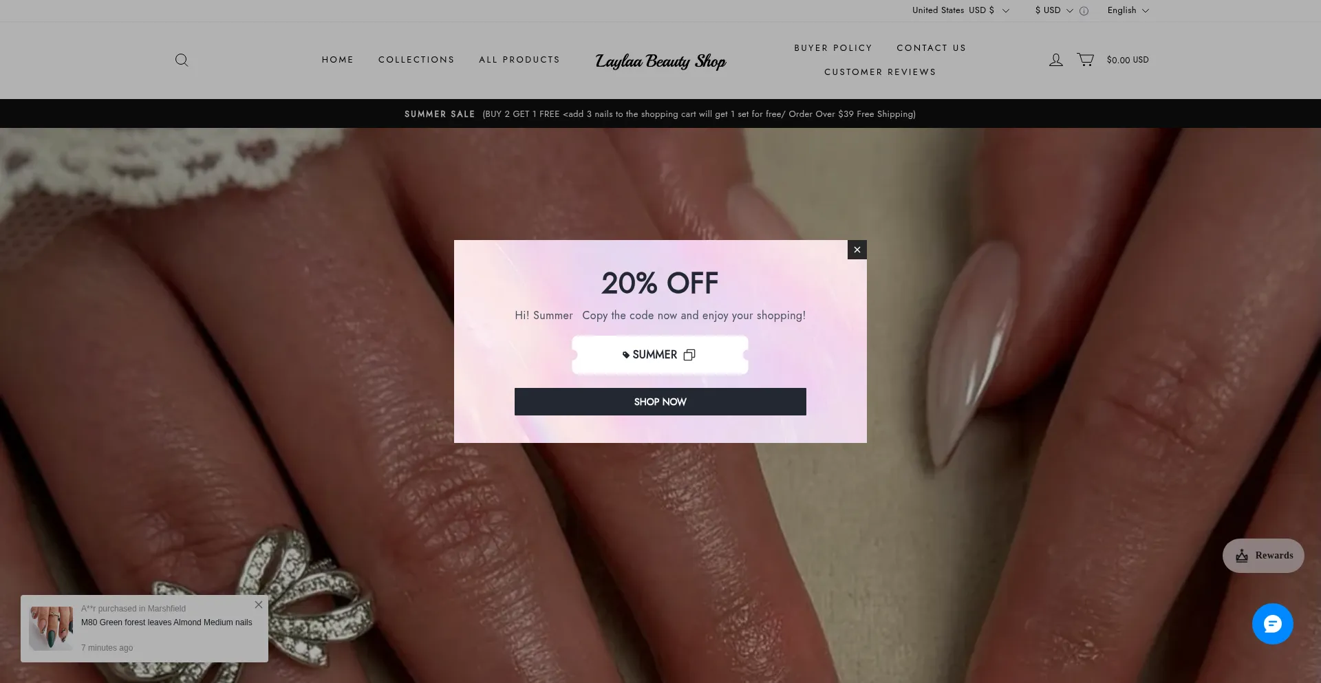 Website screenshot of Laylaabeautshop.com