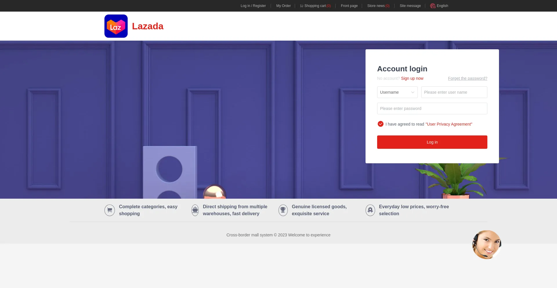Website screenshot of Lazada.candylatex.com