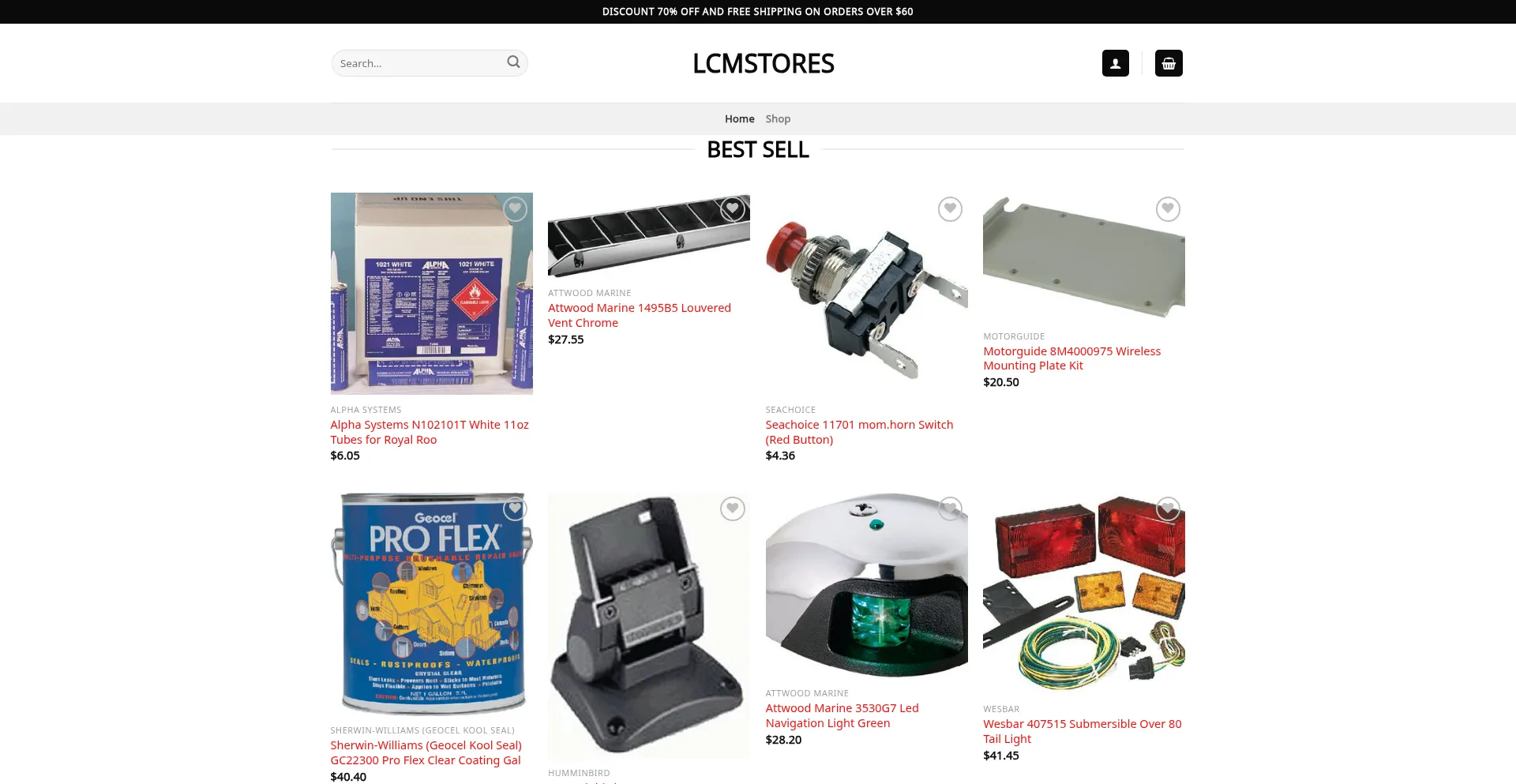 Website screenshot of Lcmstores.com
