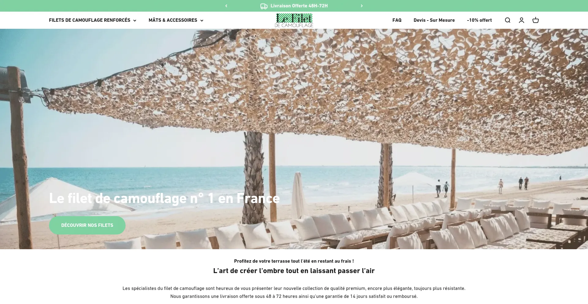 Website screenshot of Le-filet-de-camouflage.fr