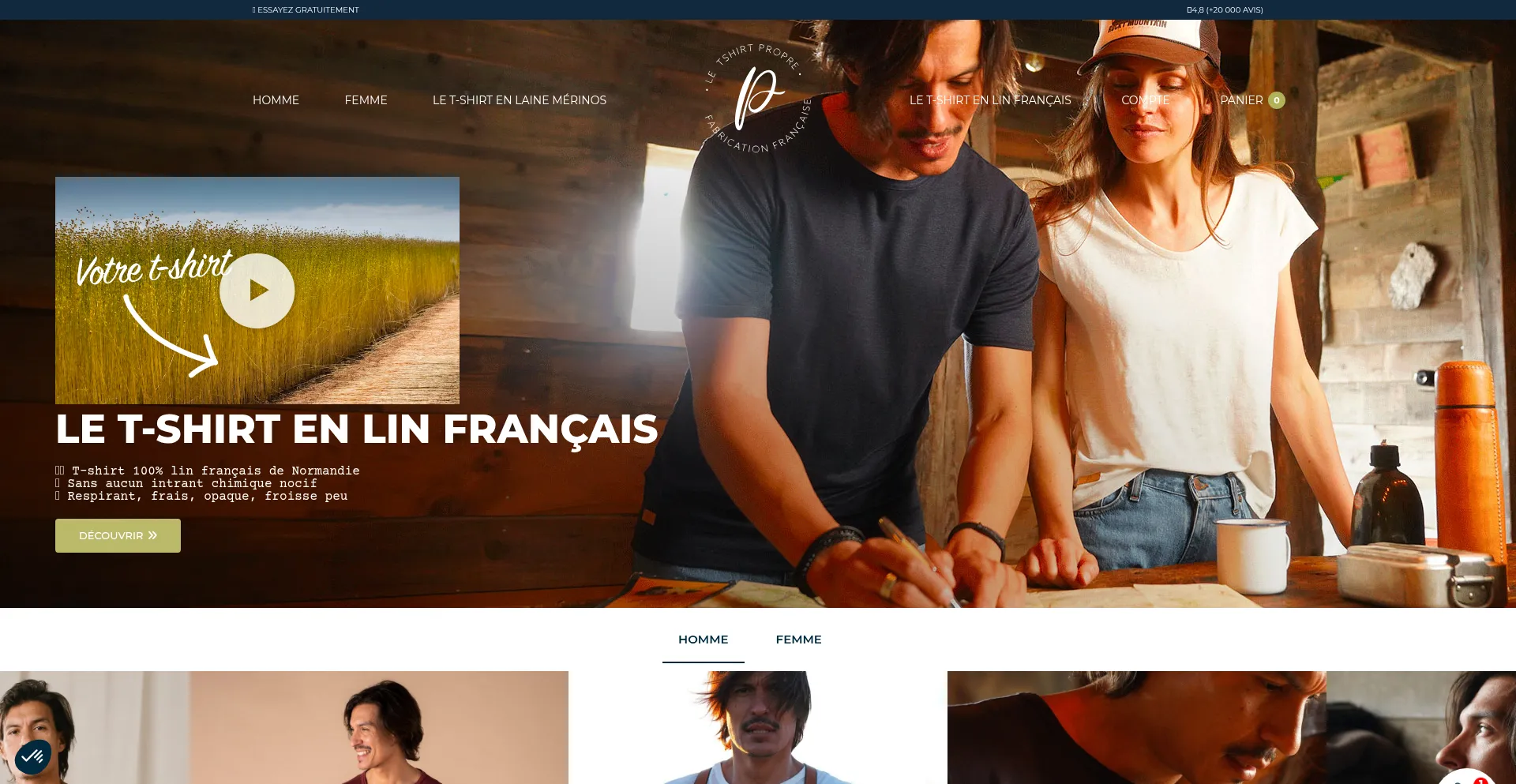 Website screenshot of Le-tshirt-propre.fr