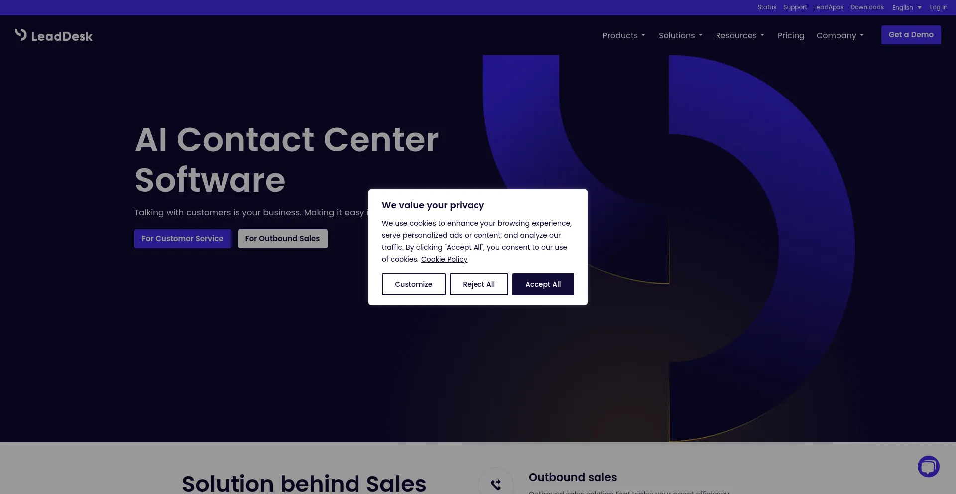 Website screenshot of Leaddesk.com