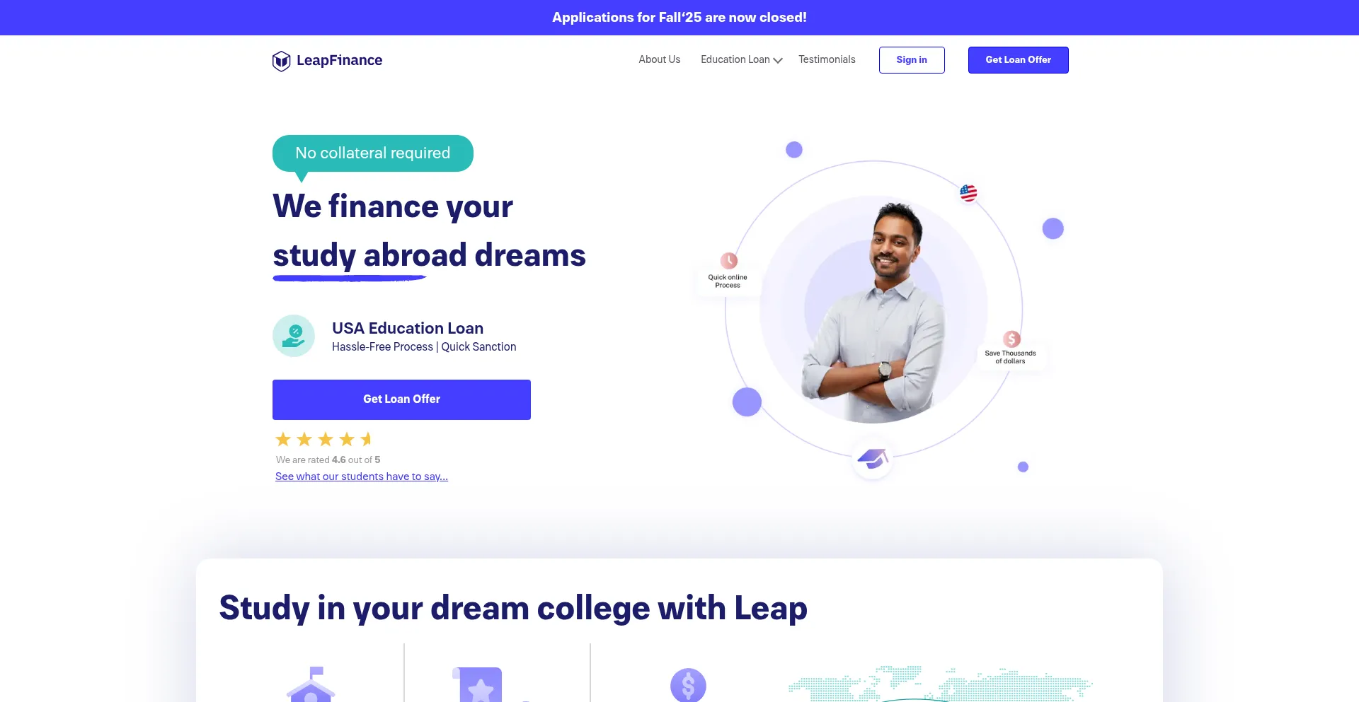 Website screenshot of Leapfinance.com