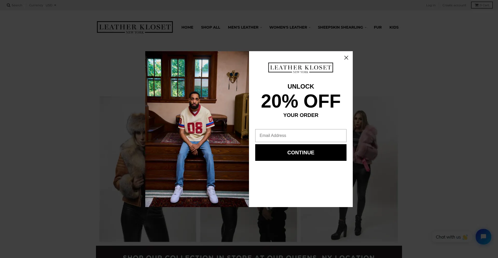 Website screenshot of Leatherkloset.com