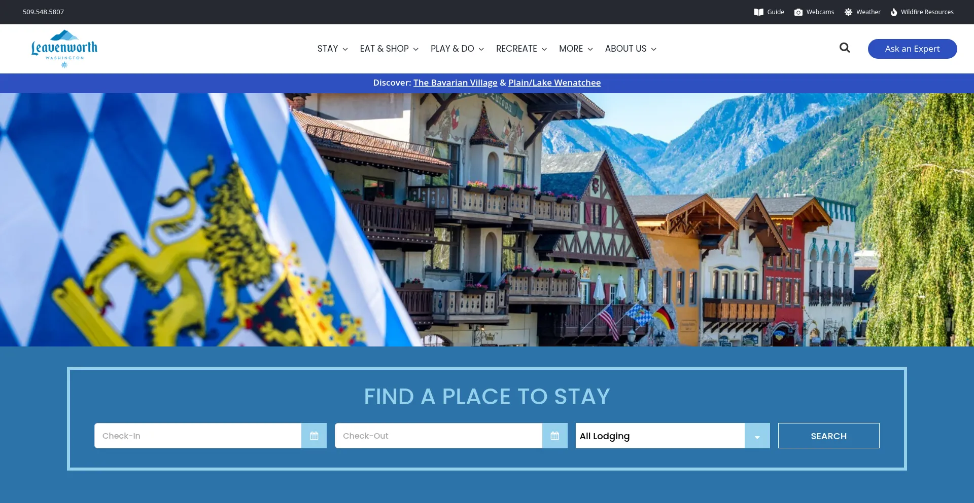 Website screenshot of Leavenworth.org