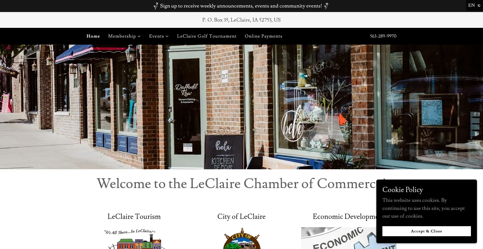 Website screenshot of Leclairechamber.com
