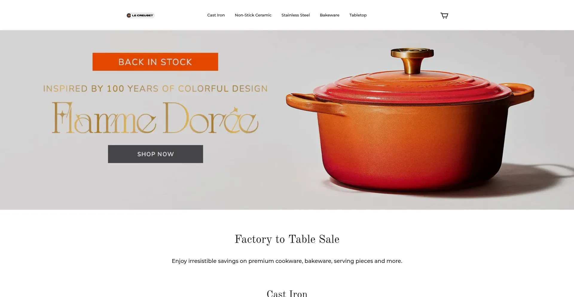 Website screenshot of Lecreusetca.com