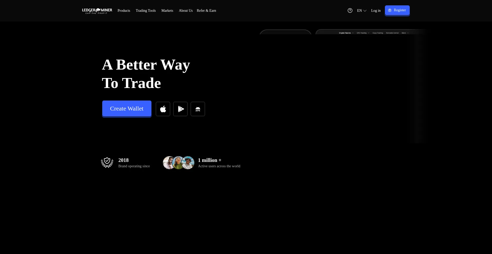 Website screenshot of Ledgerminer.com