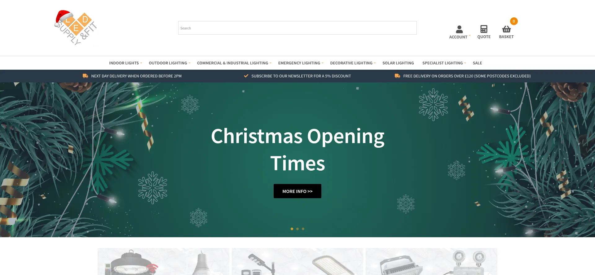 Website screenshot of Ledsupplyandfit.co.uk