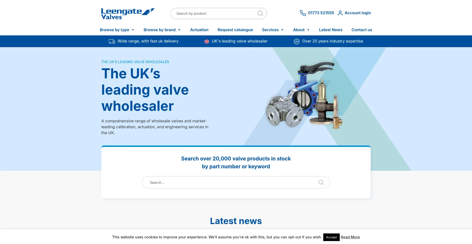 Website screenshot of Leengatevalves.co.uk