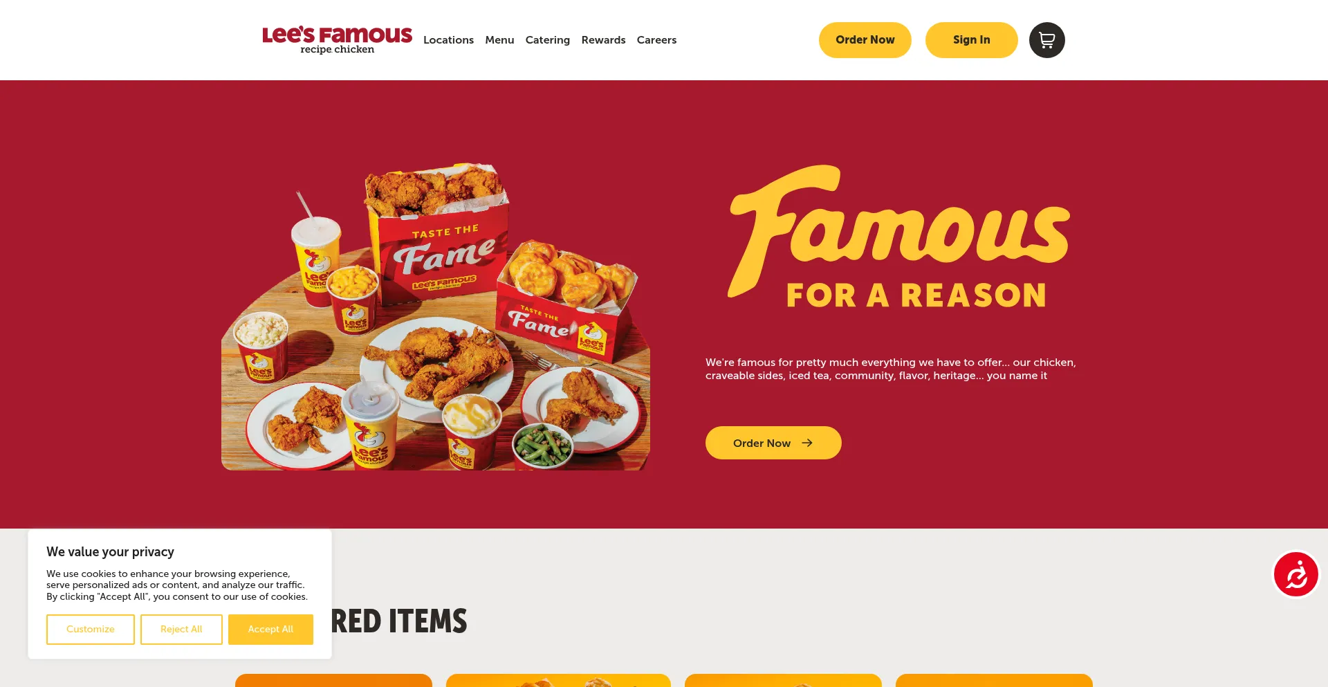 Website screenshot of Leesfamousrecipe.com