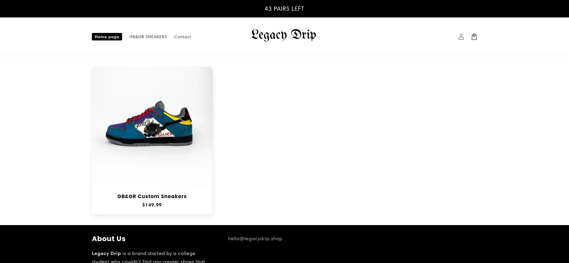 Website screenshot of Legacydrip.shop