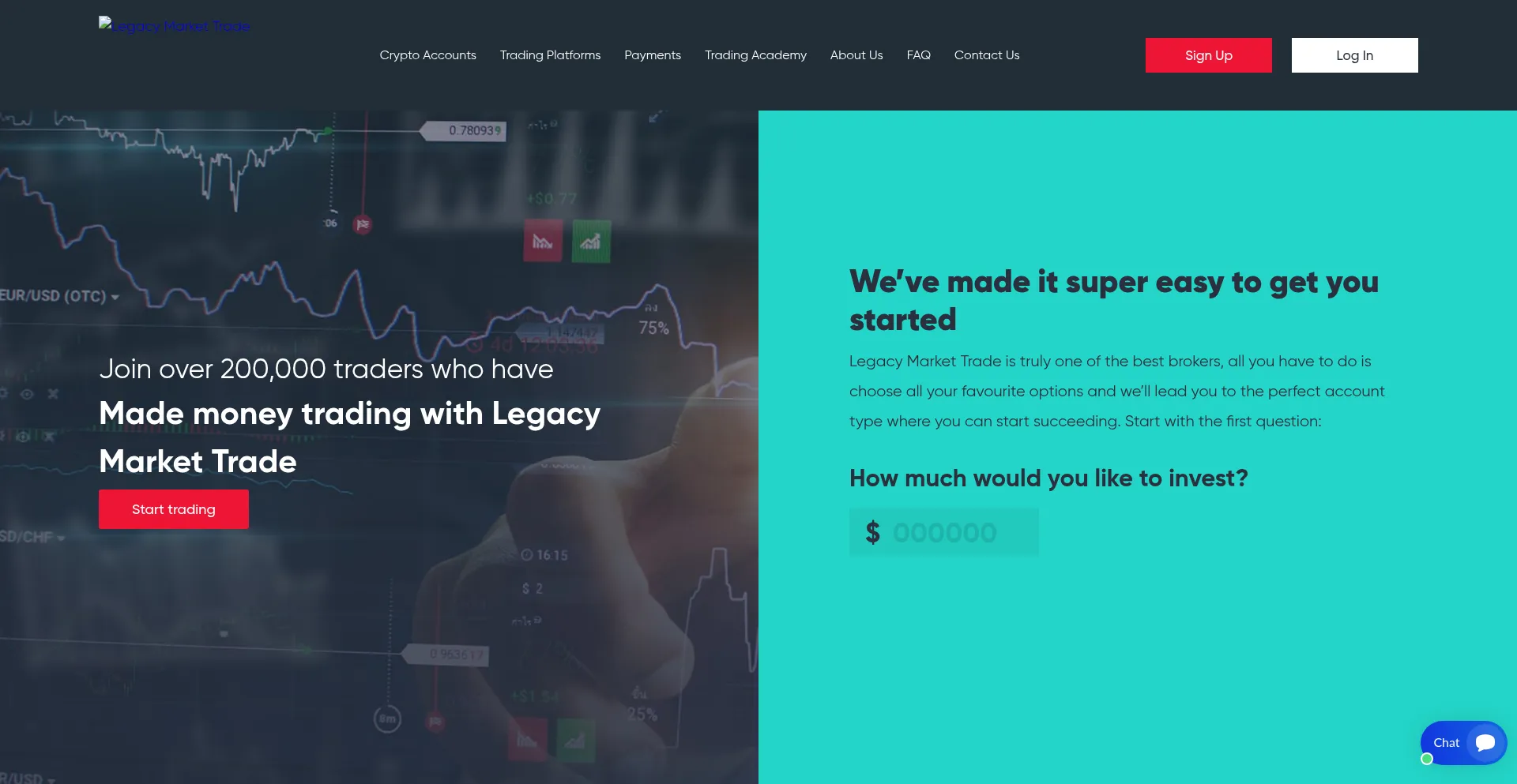 Website screenshot of Legacymarkettrade.com