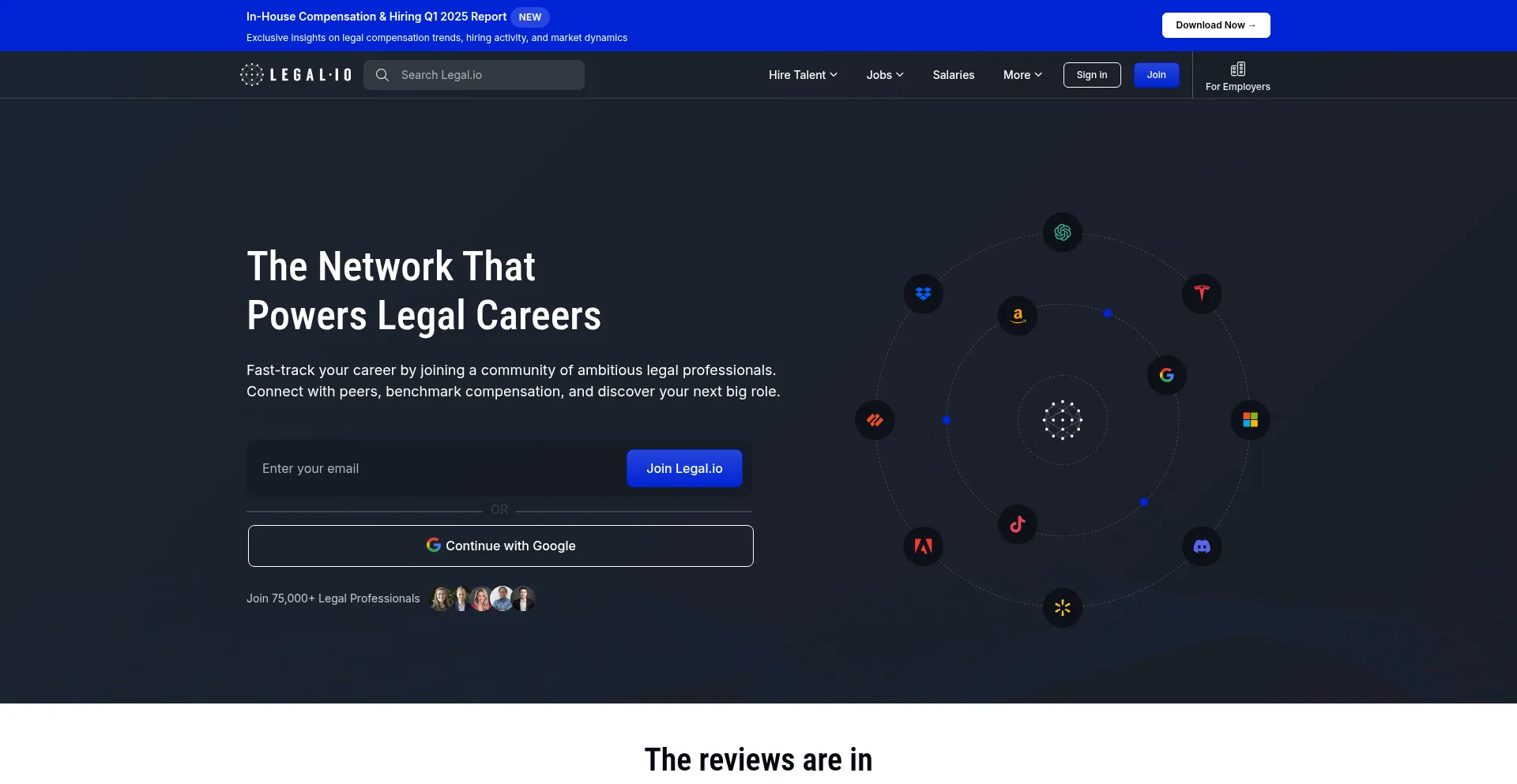 Website screenshot of Legal.io