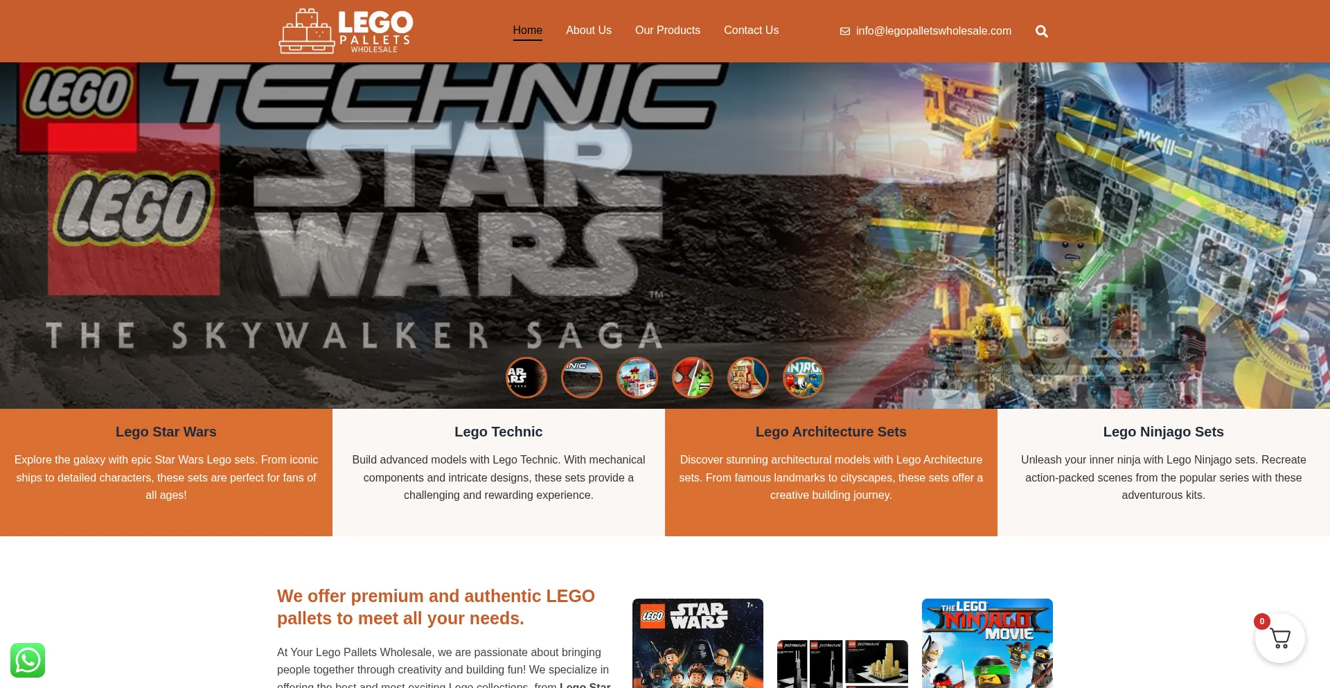 Website screenshot of Legopalletswholesale.com
