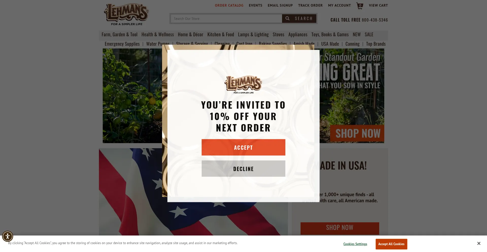 Website screenshot of Lehmans.com