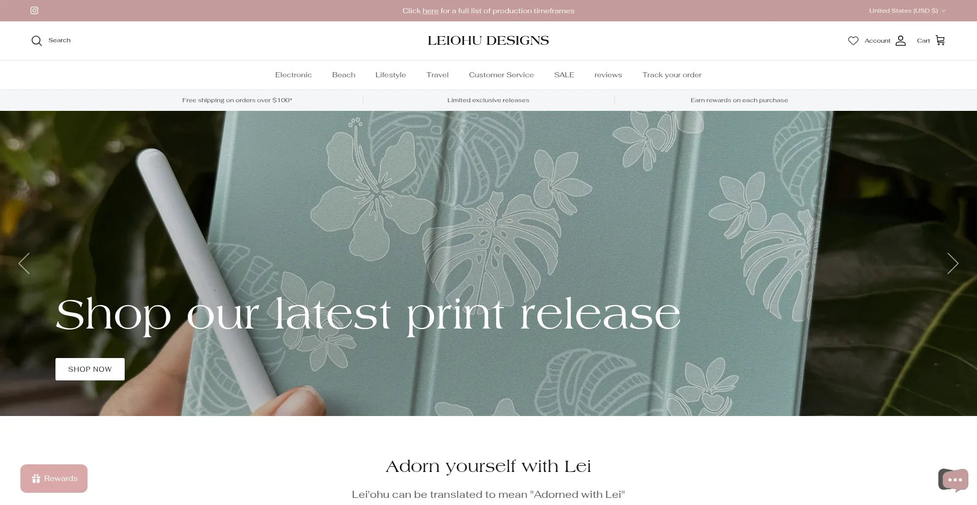 Website screenshot of Leiohudesigns.com