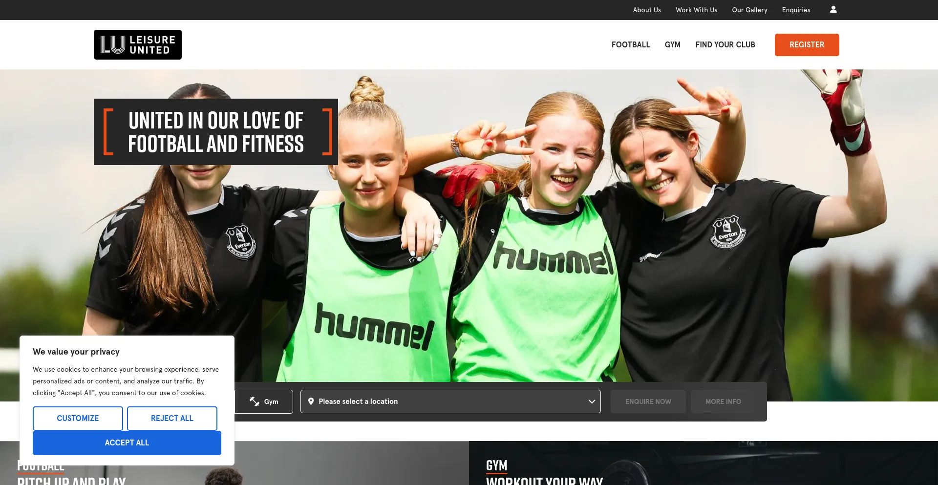 Website screenshot of Leisureunited.com