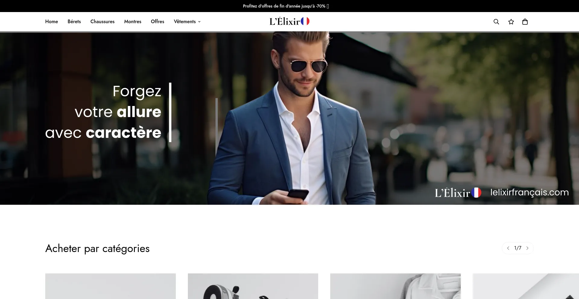 Website screenshot of Lelixirfrancais.com