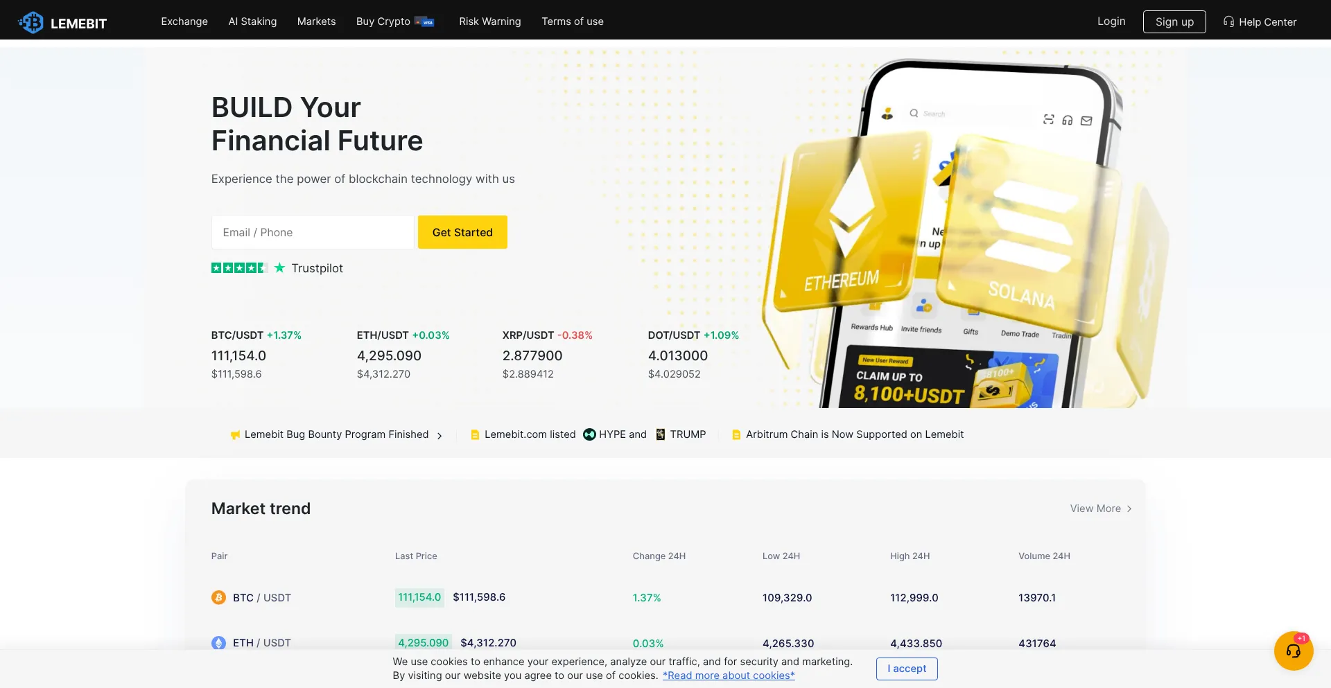 Website screenshot of Lemebit.com