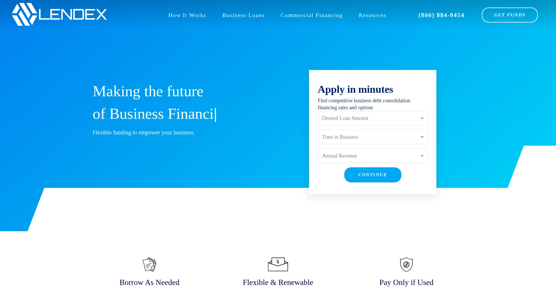 Website screenshot of Lendexfunding.com