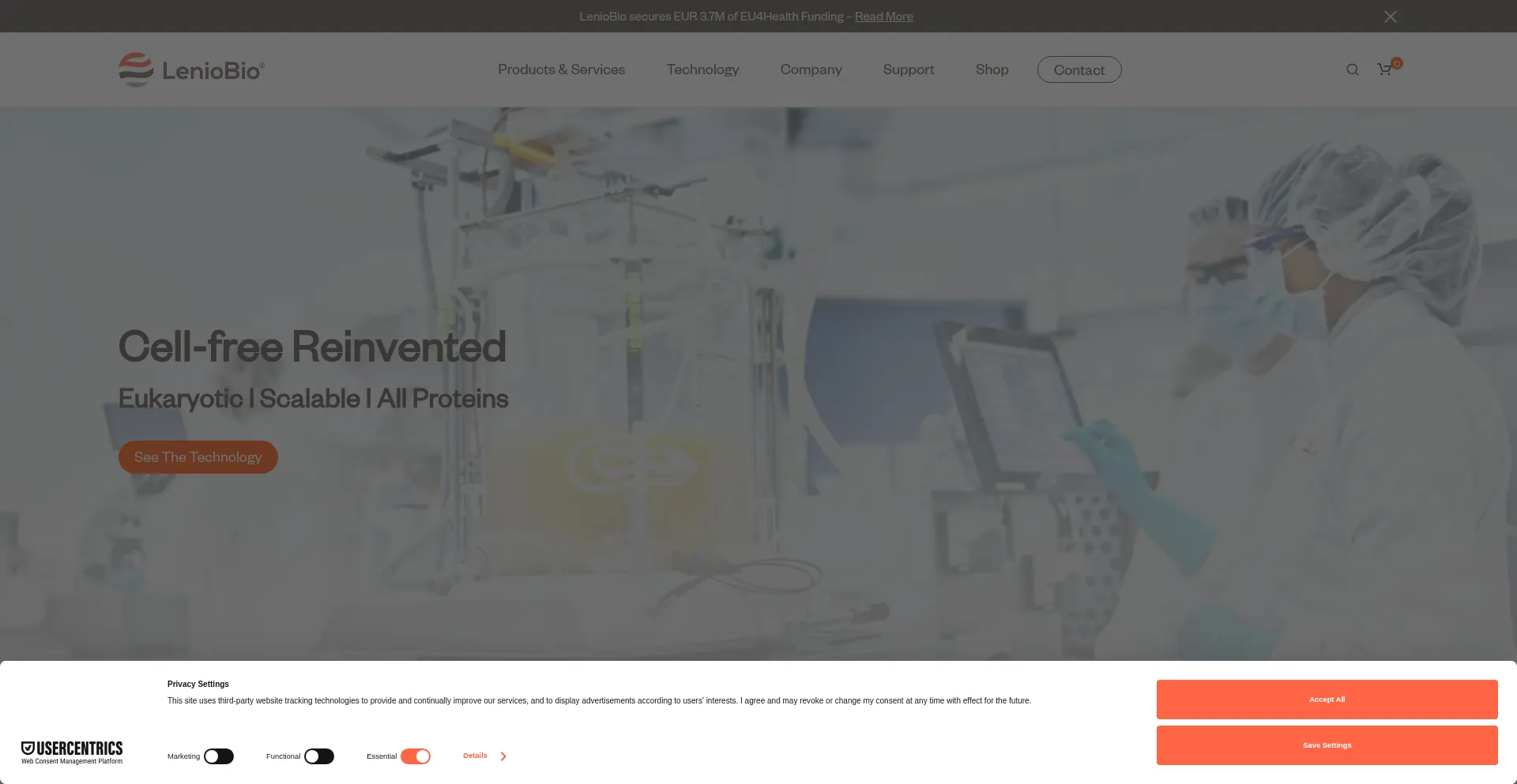 Website screenshot of Leniobio.com