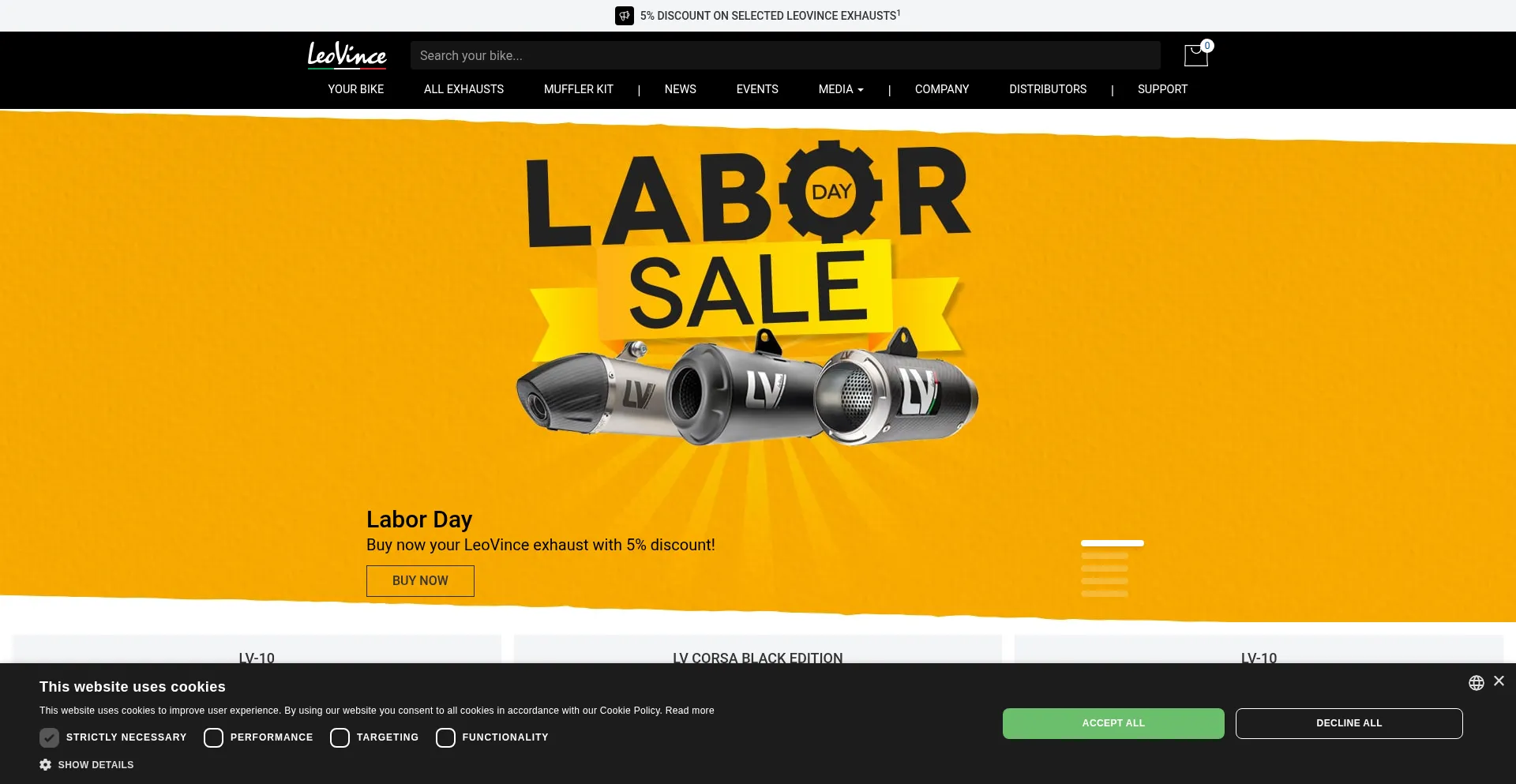 Website screenshot of Leovince.com