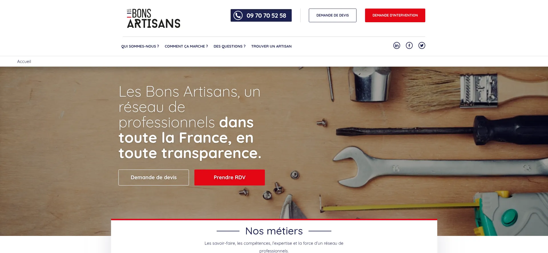 Website screenshot of Lesbonsartisans.fr