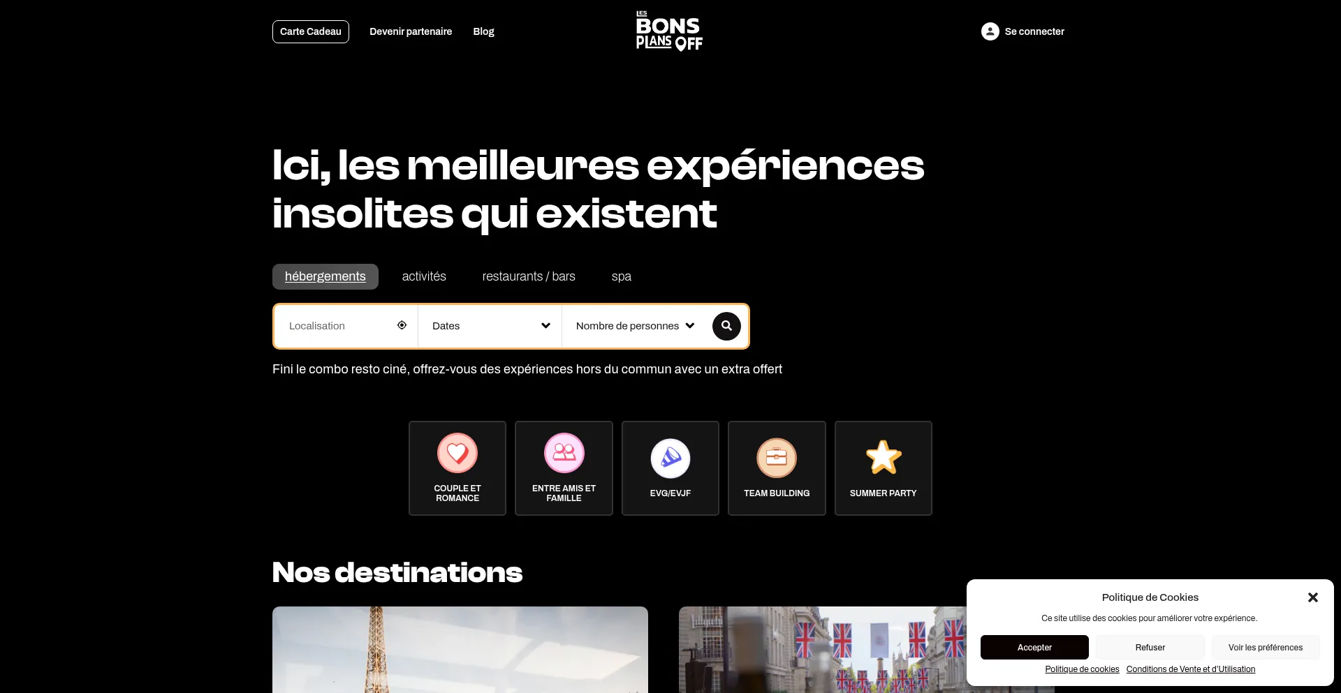 Website screenshot of Lesbonsplansoff.com