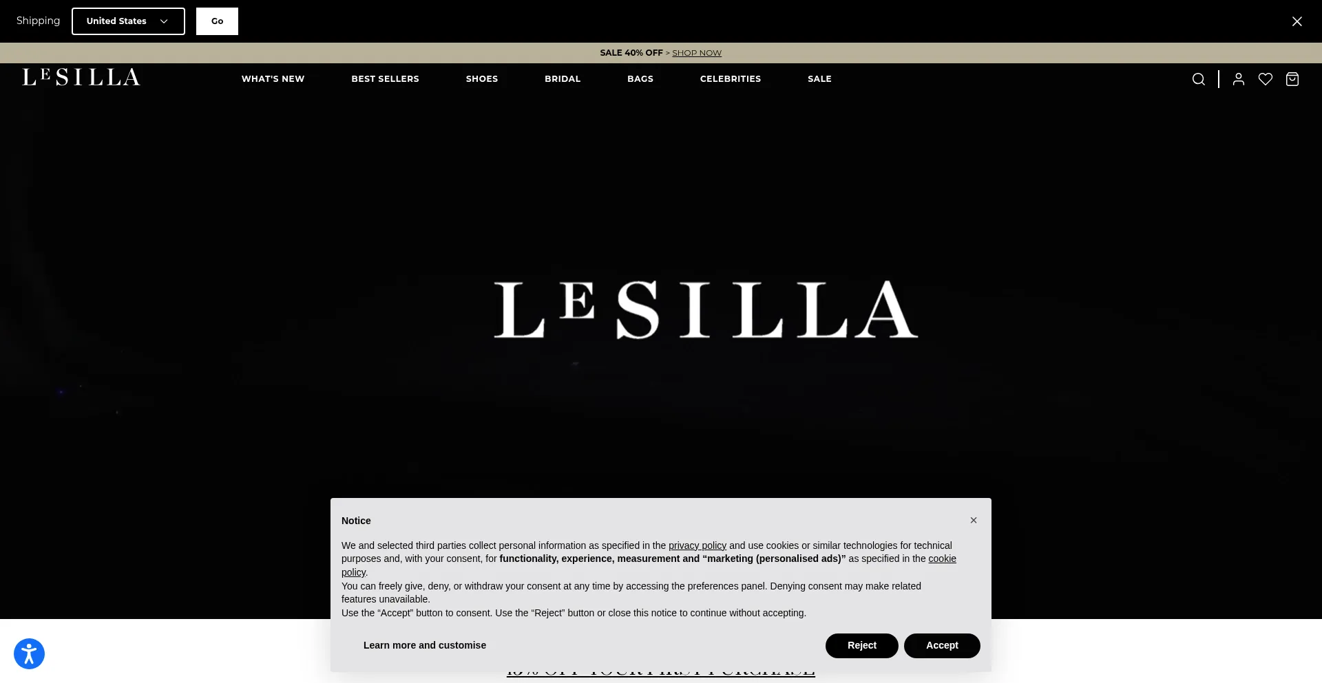 Website screenshot of Lesilla.com