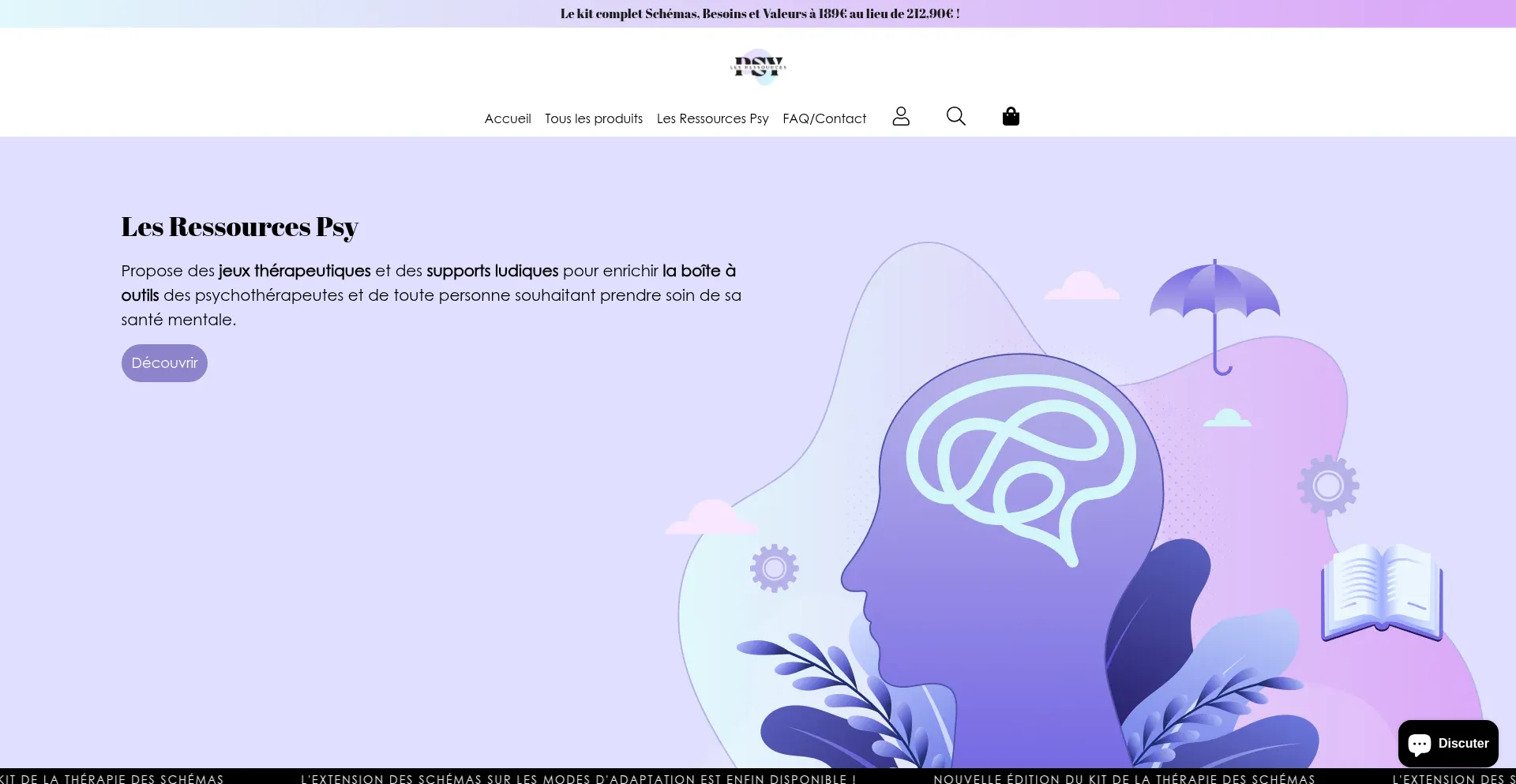 Website screenshot of Lesressourcespsy.fr
