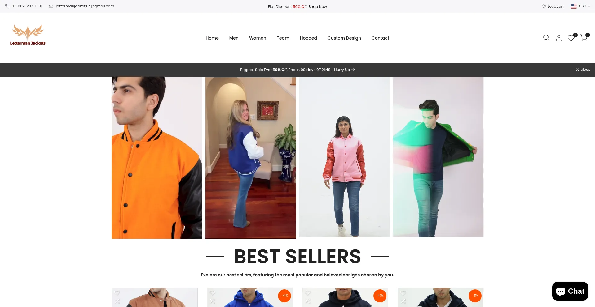 Website screenshot of Lettermanjackets.us