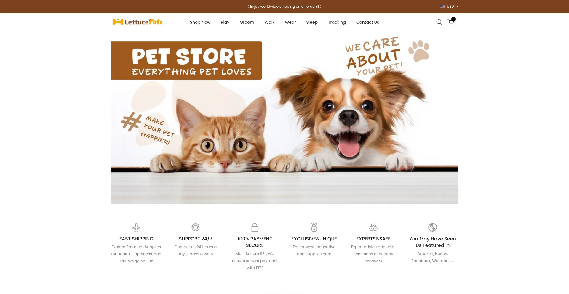 Website screenshot of Lettucepets.com