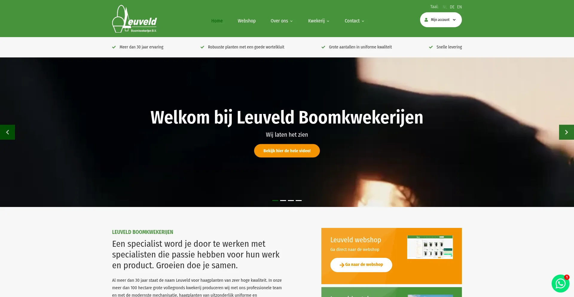 Website screenshot of Leuveld.com