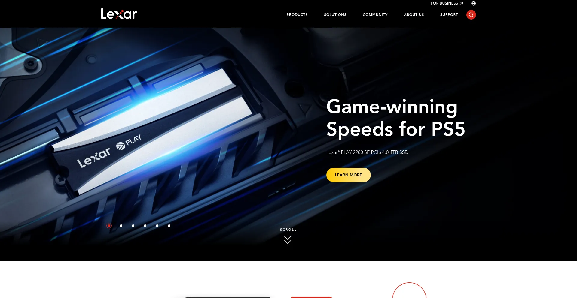 Website screenshot of Lexar.com