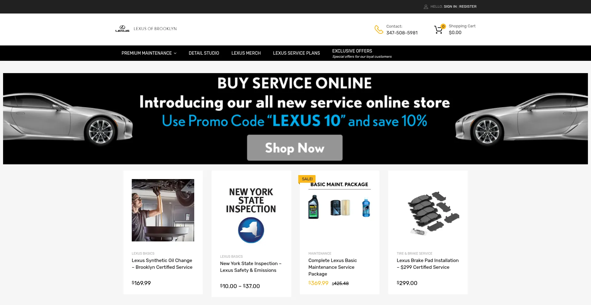 Website screenshot of Lexusofbrooklynonline.com