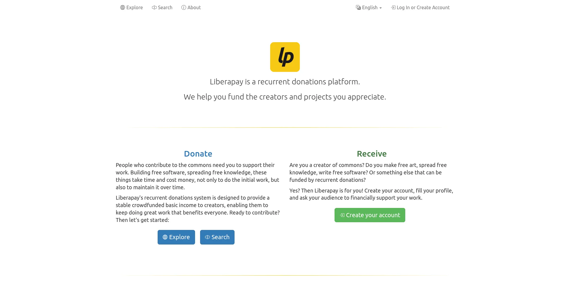 Website screenshot of Liberapay.com