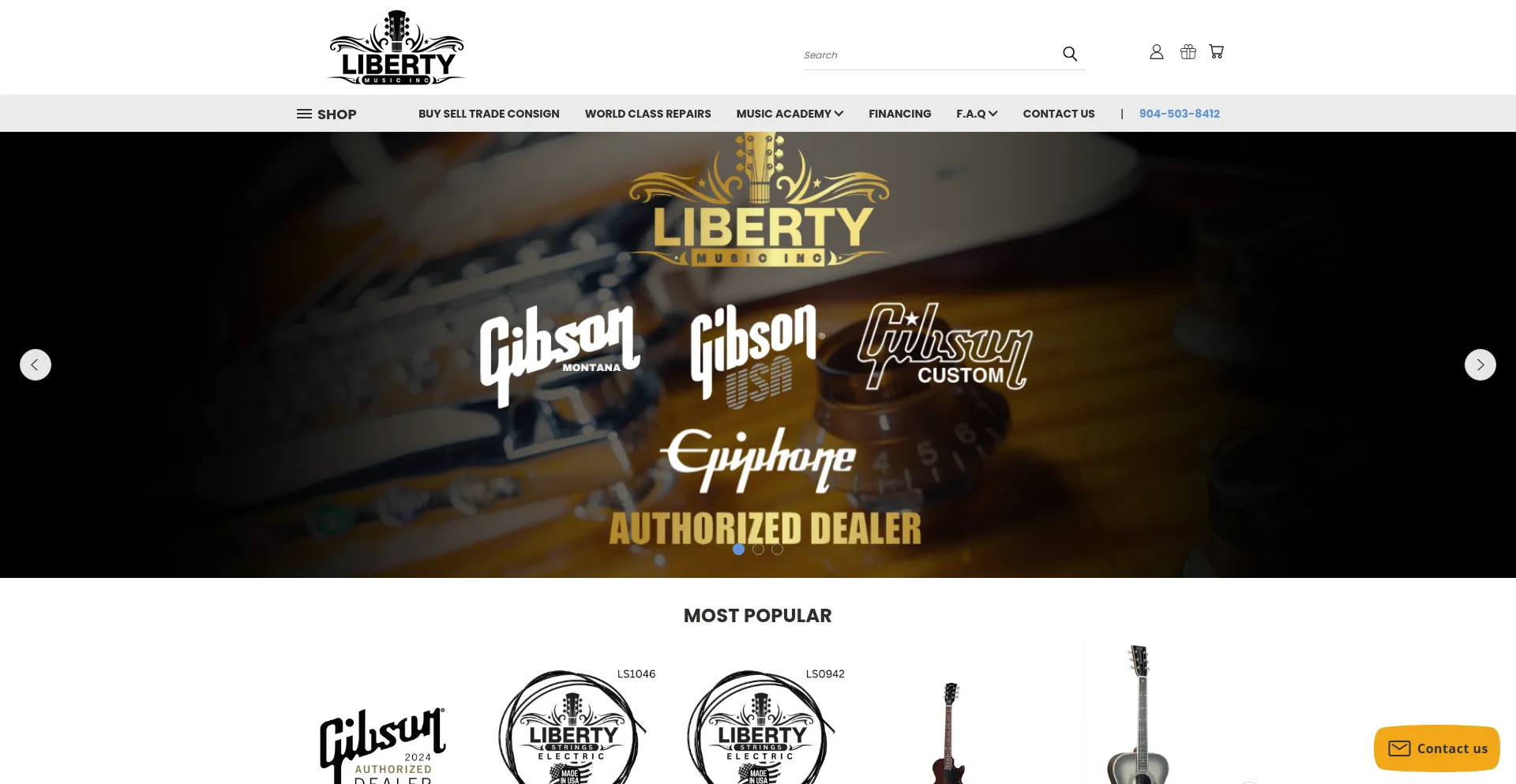 Website screenshot of Libertymusicshop.com